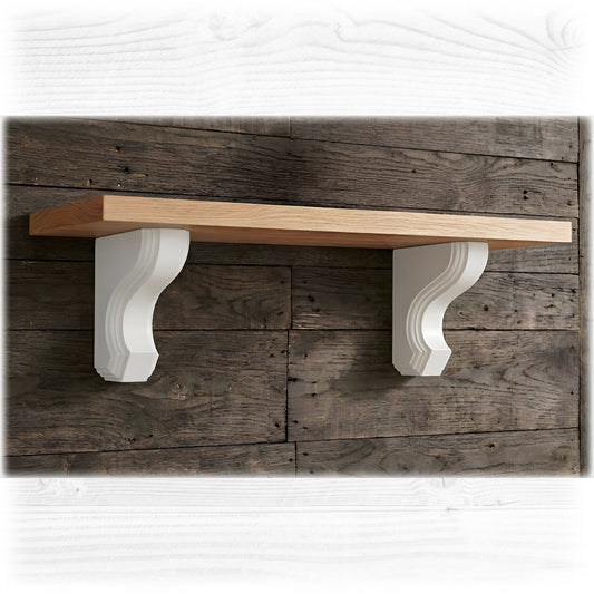 Pair of Handmade Wooden Corbels - Heritage Scroll Pine Shelf Brackets | In Stock