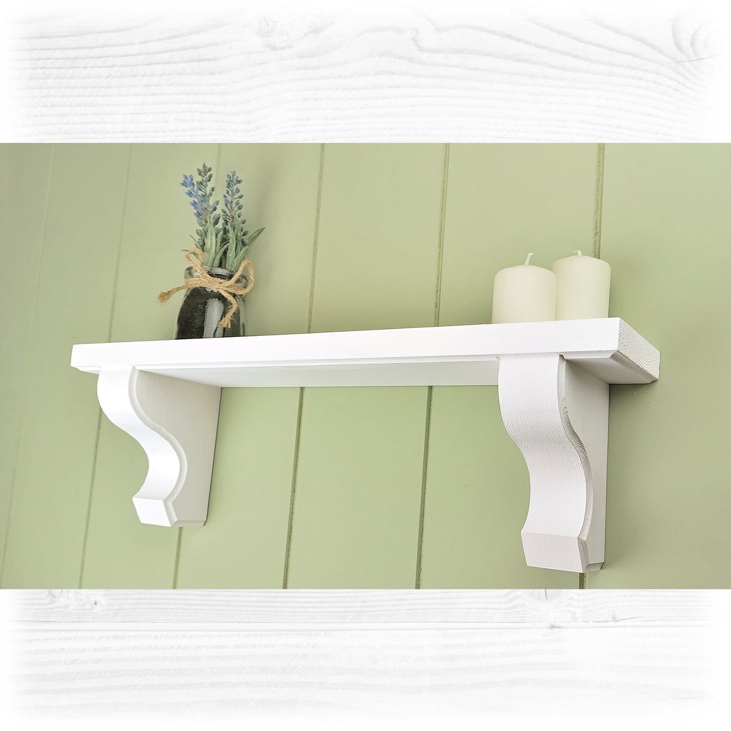 Wooden Shelf in White with Hidden Fixings - Design 2 - Made to Order