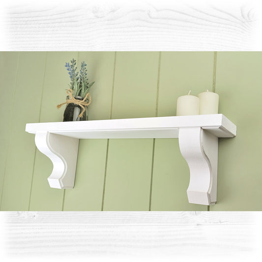 Wooden Shelf in White with Hidden Fixings - Design 2 - Made to Order