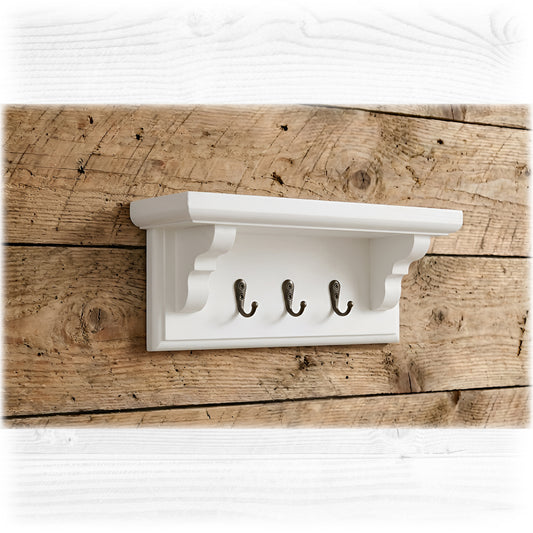 Wooden Key Rack with Shelf – Wall Mounted Key Holder with Hidden Fixings | Stock Item