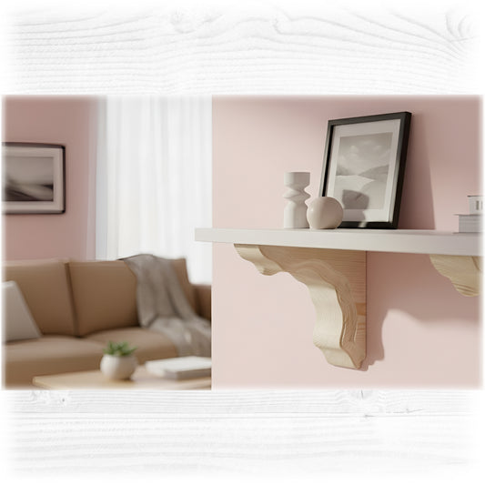 Pair of Handmade Wooden Corbels - Traditional & Scroll Pine Shelf Brackets with Hidden Fixings | Made to Order