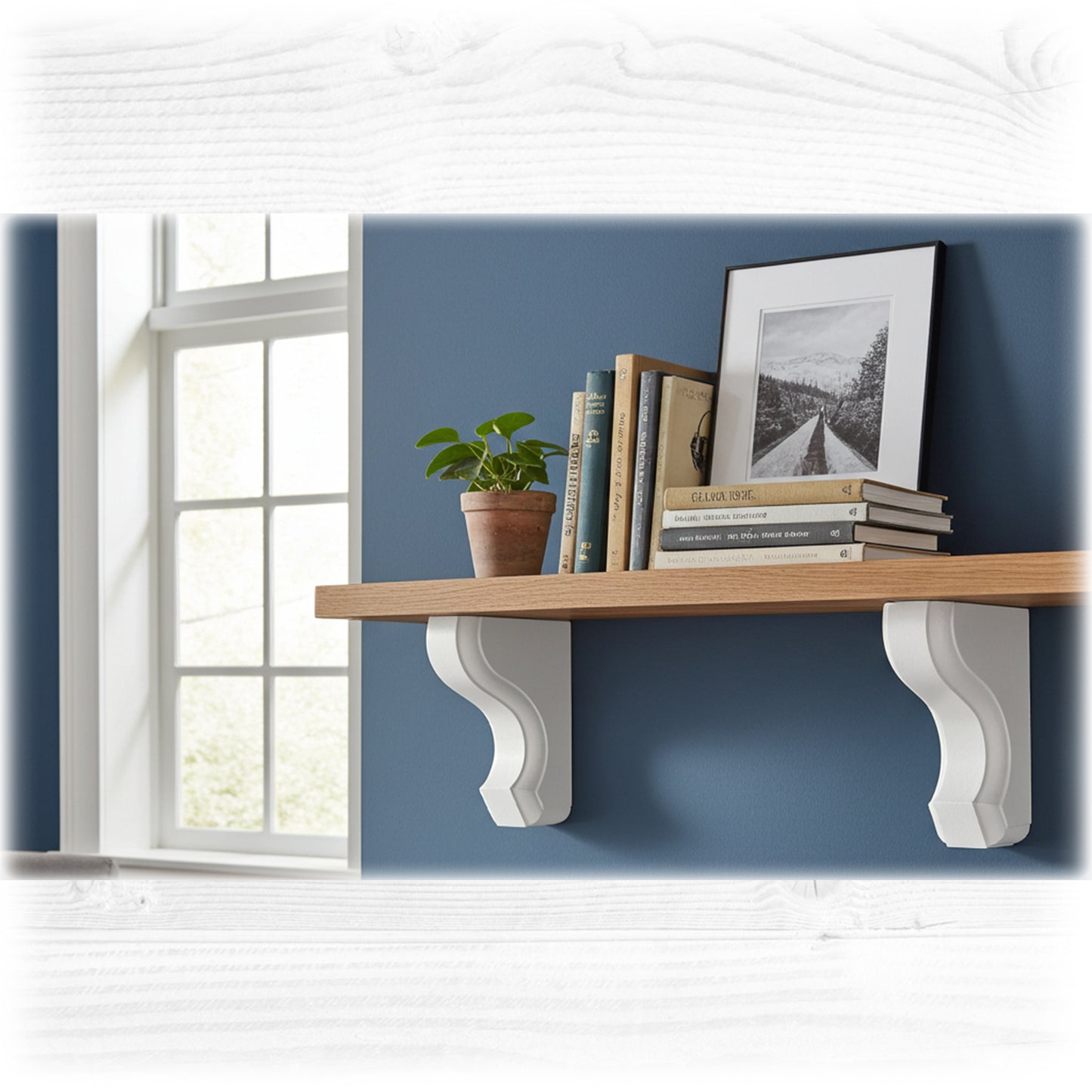 Pair of Scroll-Style Pine Corbels – Solid Wood Shelf Bracket | Stock Item