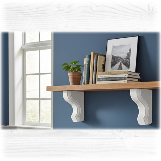 Pair of Handmade Wooden Corbels - Heritage Scroll Pine Shelf Brackets | In Stock