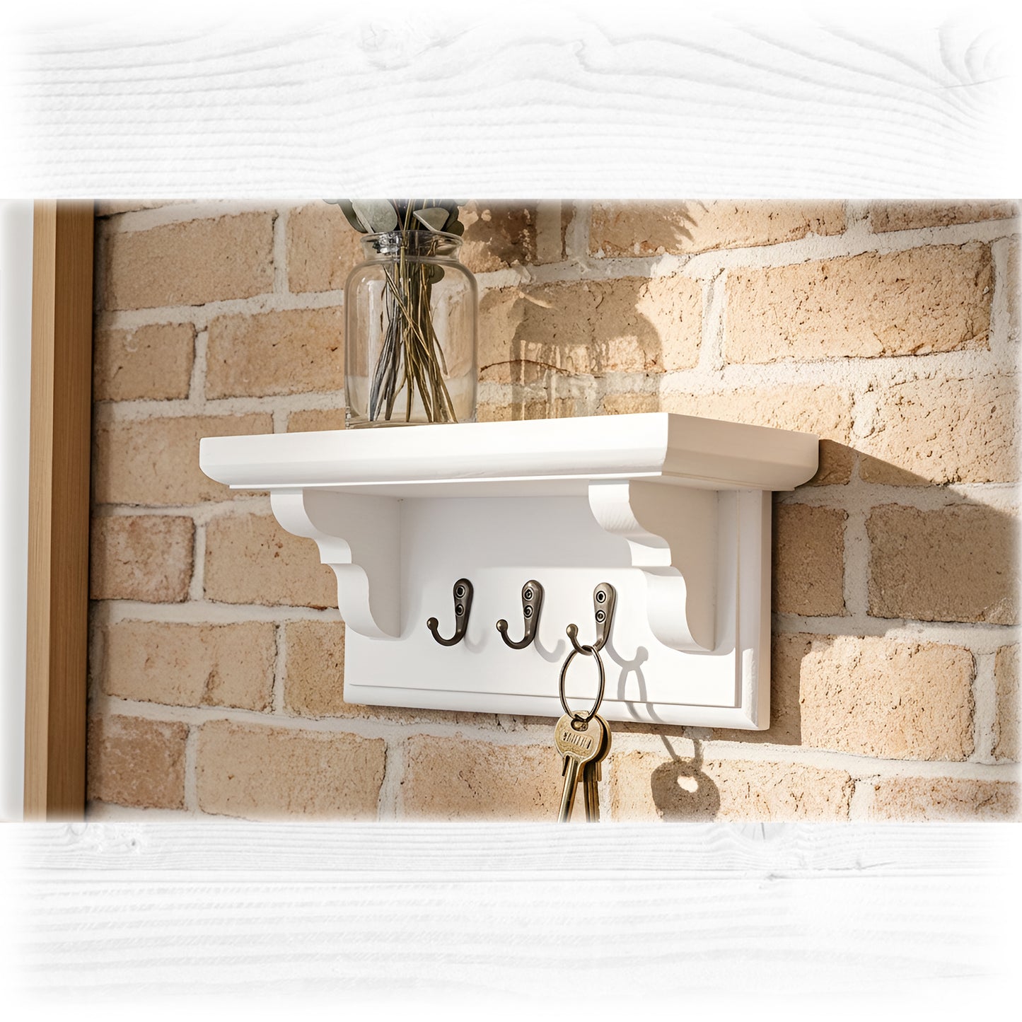 Wooden Key Rack with Shelf – Wall Mounted Key Holder with Hidden Fixings | Stock Item