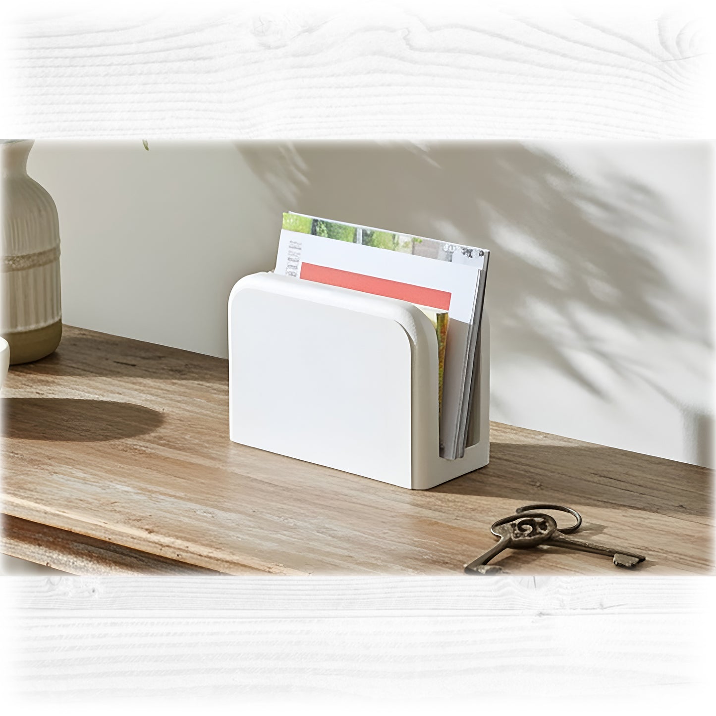 Solid Wooden Letter Holder with Dovetail Joint – Handmade Desktop Mail Organiser