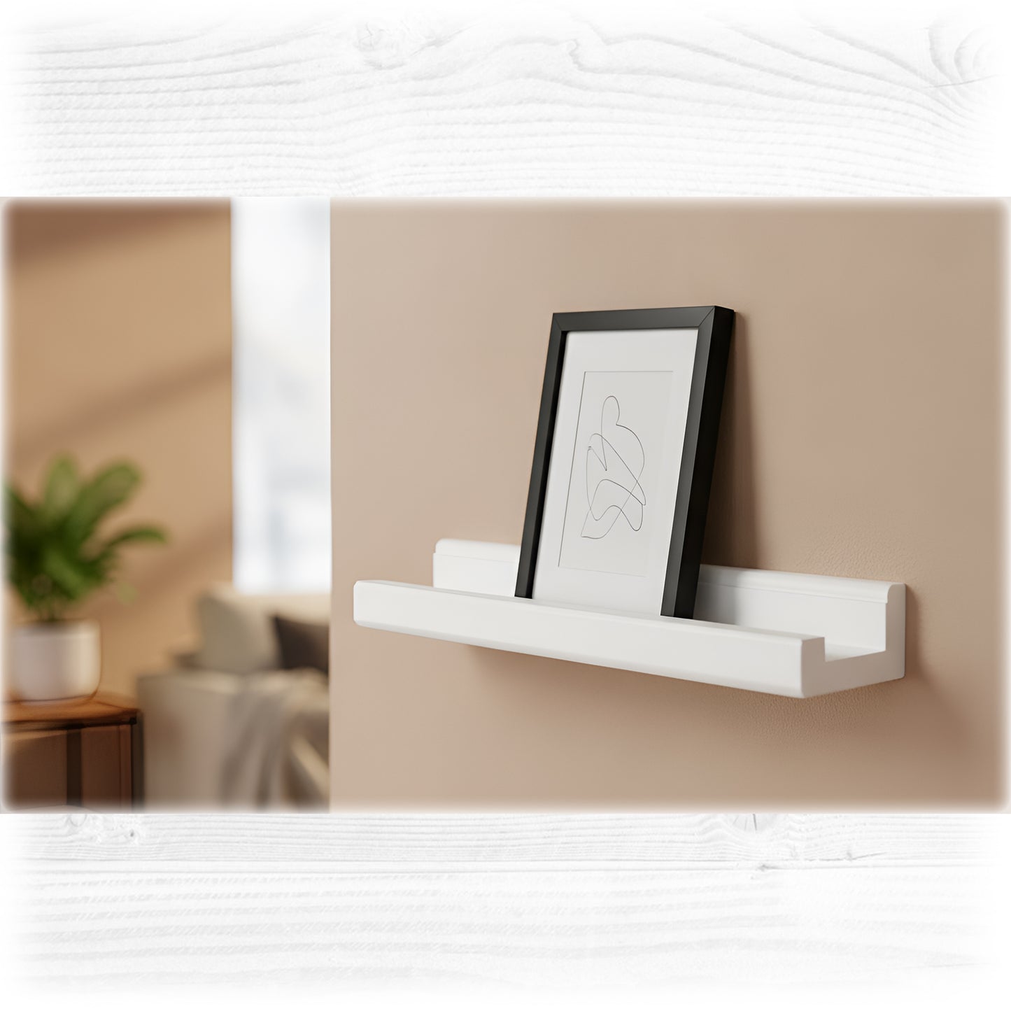 White Picture Ledge Shelf | Floating Wall Shelf with Front Lip | Handmade Wooden Display Shelf | Made to Order