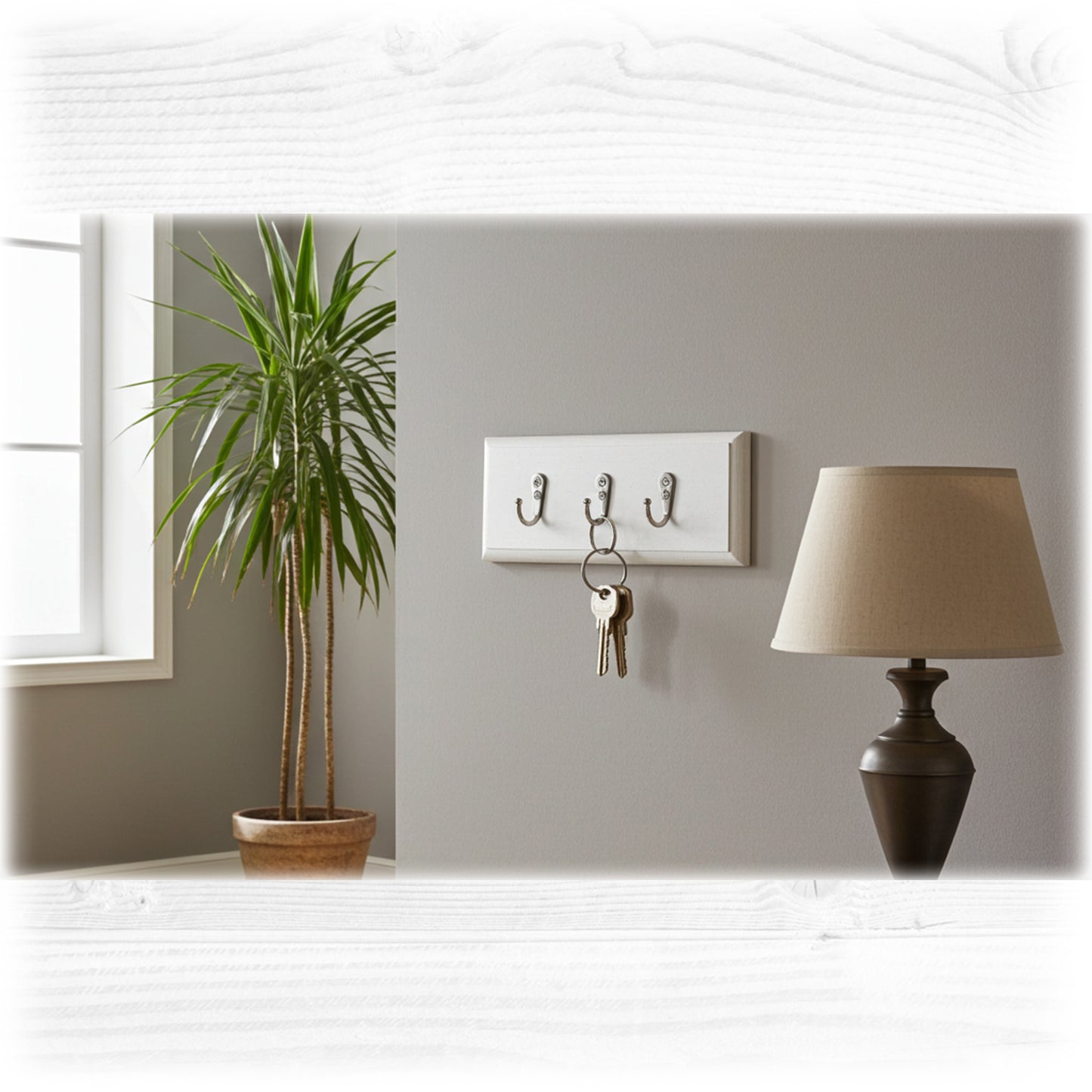 Wooden Floating Key Rack – Cotton White, Sage Green & Oak Stain – Hidden Fixings | Stock Item
