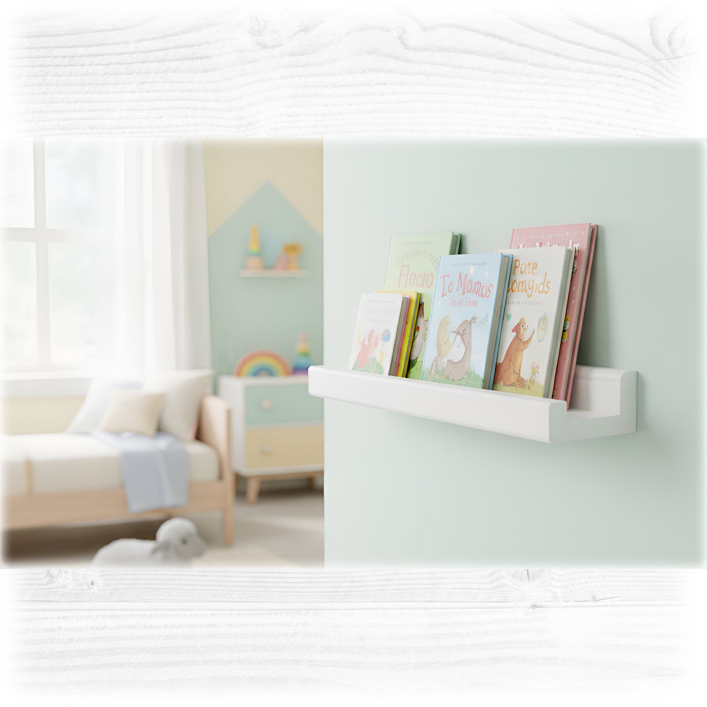 White Picture Ledge Shelf | Floating Wall Shelf with Front Lip | Handmade Wooden Display Shelf | Made to Order