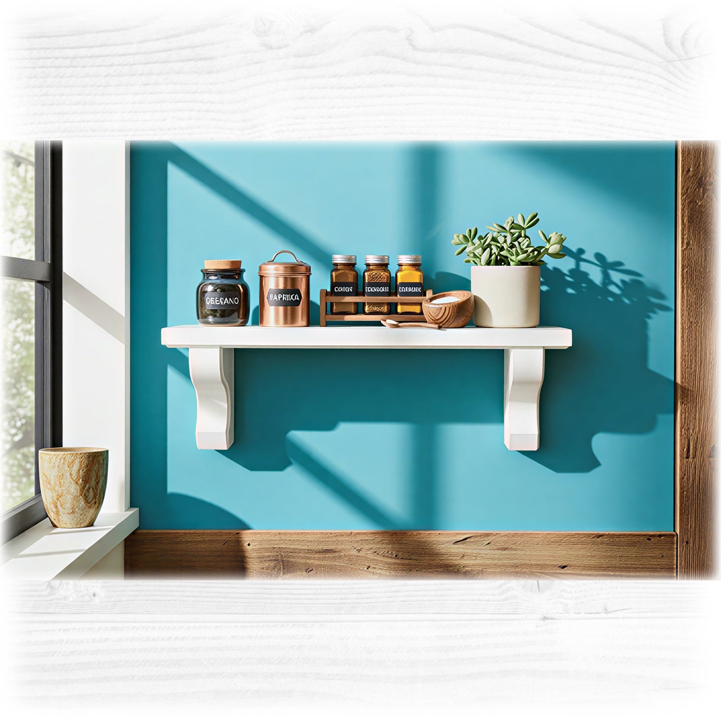 White Wooden Shelf with Scroll Corbels – Handmade Wall Shelf with Hidden Fixings | Made to Order