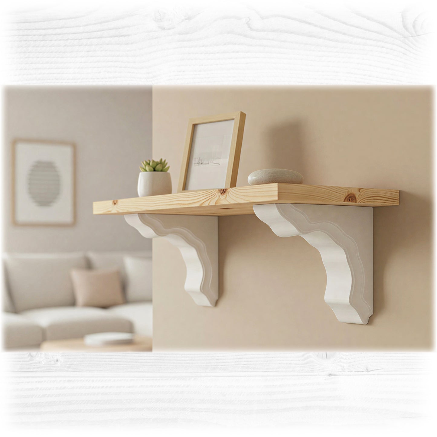Pair of Handmade Wooden Corbels – Pine Shelf Brackets with Hidden Fixings | Made to Order