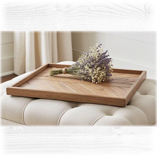 Handmade Ottoman Tray – Solid Pine in Oak Stain with Lacquer Finish | Stock Item