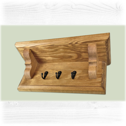 Key Rack with Shelf and Hidden Fixings in an Oak Stain and Oiled Finish - Made to Order