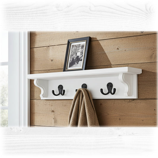 Solid Wooden Coat Rack with Shelf – Choice of Hooks & Hidden Fittings | Made to Order