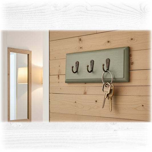 Sage Green Floating Wooden Key Rack – Handmade Wall Key Holder | Made to Order