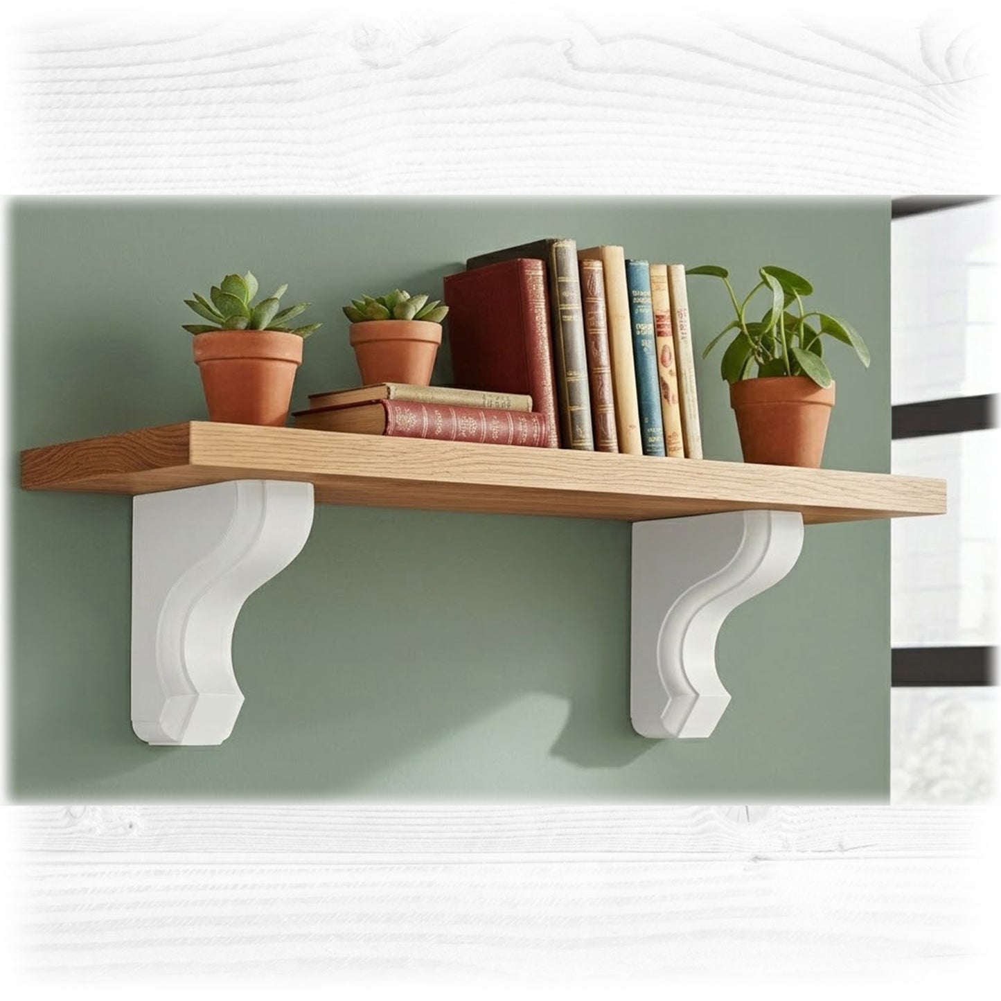 Pair of Handmade Wooden Corbels - Traditional & Scroll Pine Shelf Brackets with Hidden Fixings | Made to Order