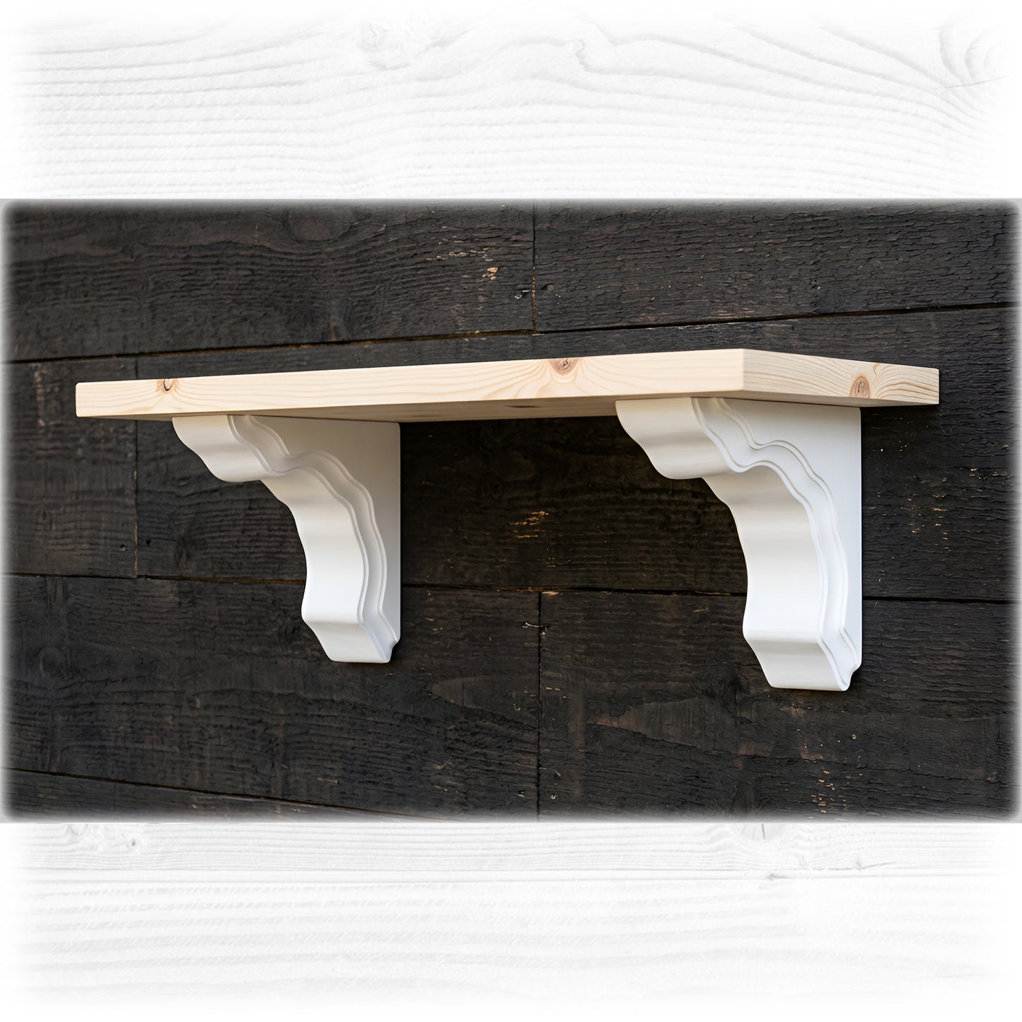 Pair of Handmade Wooden Corbels - Classic Traditional Pine Shelf Brackets | In Stock