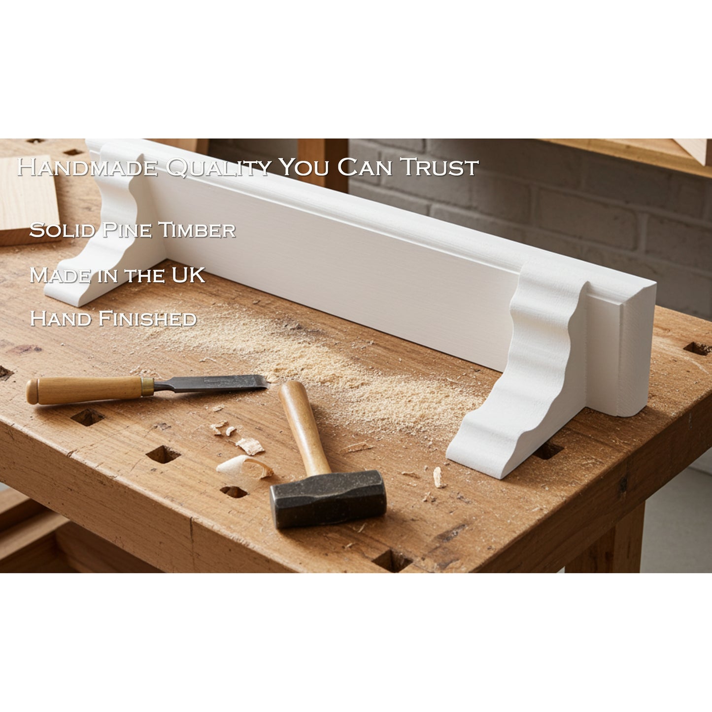 White Floating Wooden Shelf – Handmade Wall Shelf with Hidden Fixings | Made to Order