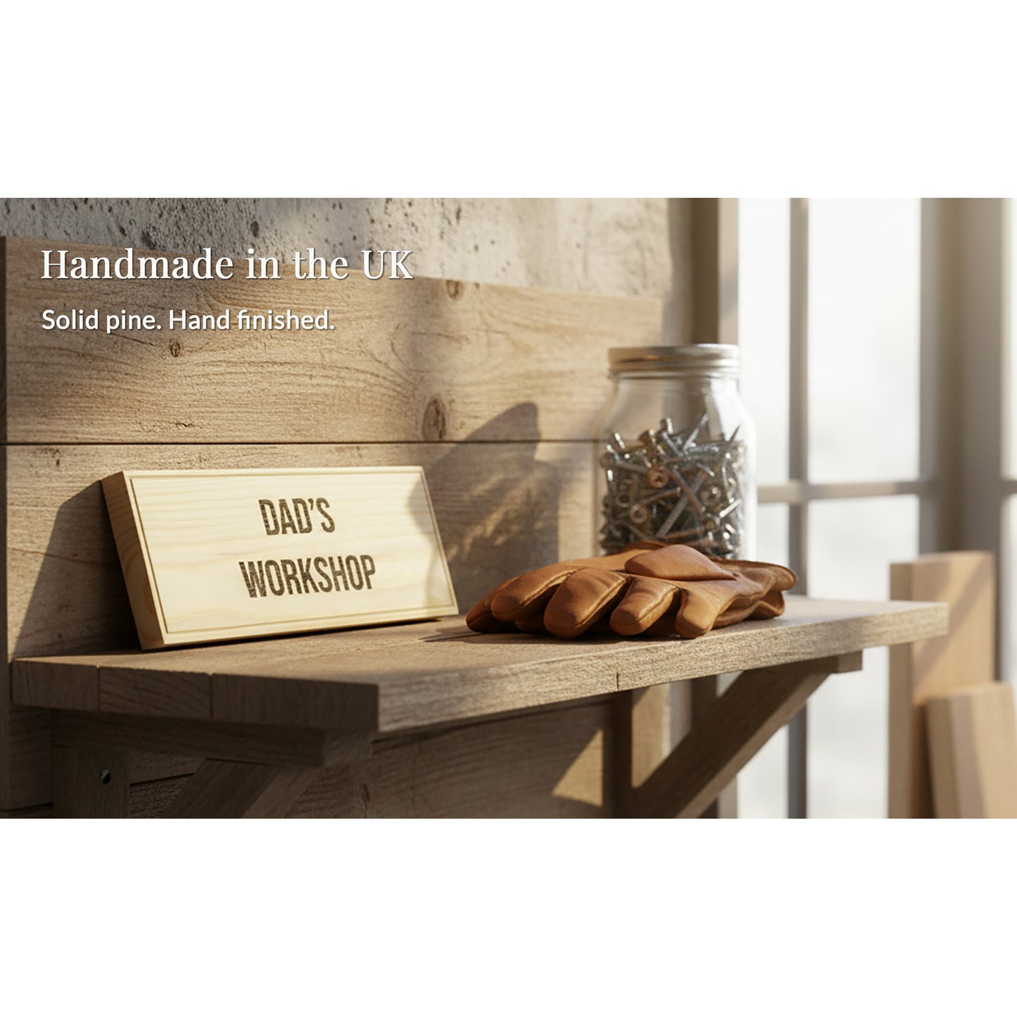 Rustic Workshop Sign for Dad | Floating Wooden Plaque, Father's Day Gift, Man Cave Wall Decor, Solid Wood | Stock